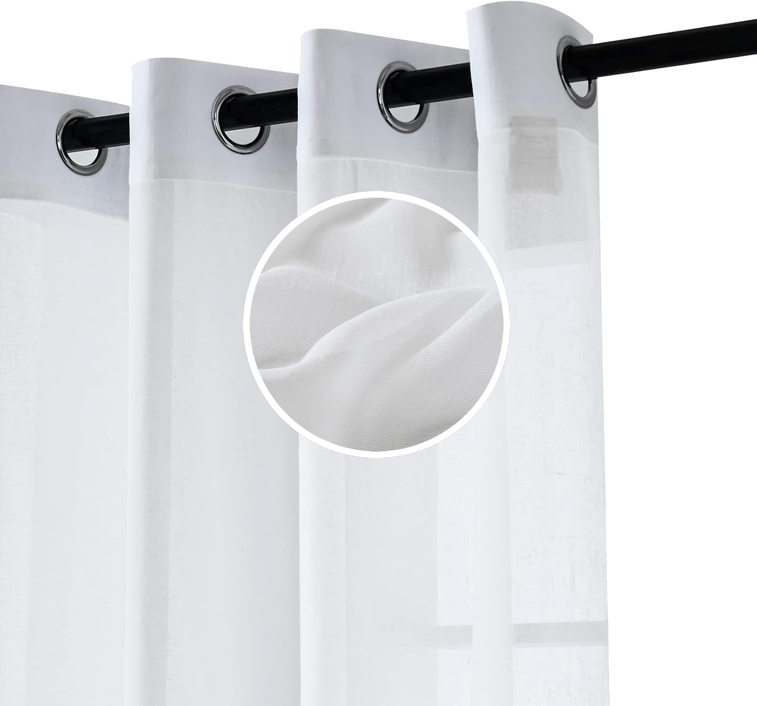 Youleyar Cortinas traslúcidas de lino natural, cortinas de ventana con ojales en la parte superior, cortinas de mezcla de lino reductora de luz para