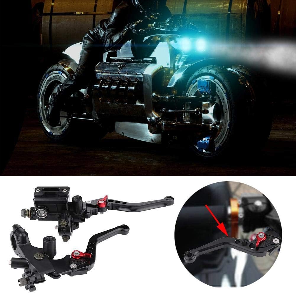 Fydun 1 par de palancas universales de depósito de cilindro maestro de embrague de freno de motocicleta de 78 pulgadas, 0.866 in, juego izquierdo y