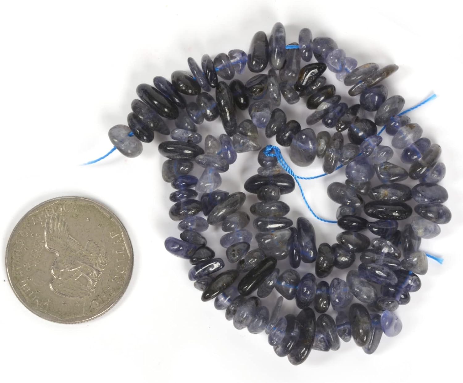 Natural Iolite Freedom Chips – Cuentas sueltas de 0.197-0.472 in para hacer joyas, manualidades hechas a mano, 16 pulgadas