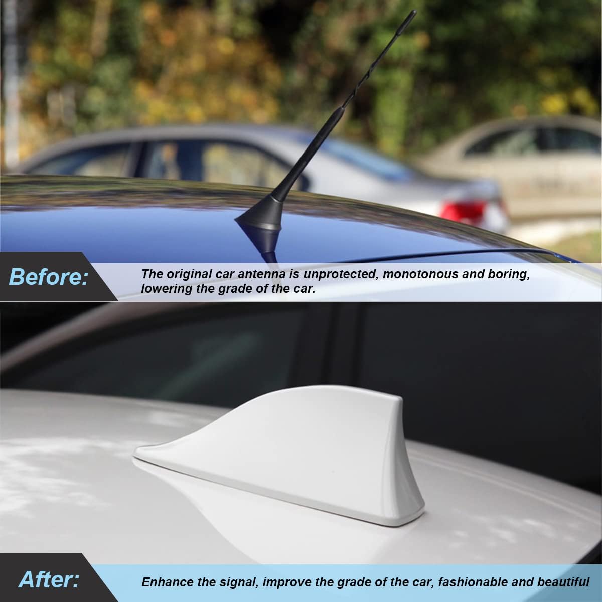 Cubierta de antena de aleta de tiburón para automóvil, antena de techo superior automotriz, base de señal de radio AMFM, cubierta en forma de aleta