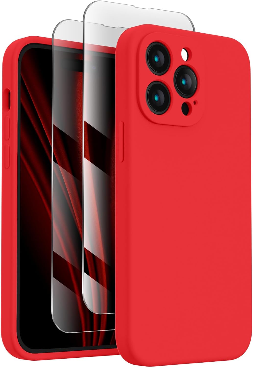 FireNova Funda para iPhone 14 Pro Max, funda de silicona mejorada protección de cámara para iPhone 14 ProMax con 2 protectores de pantalla, forro