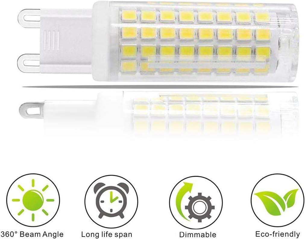 XRZT Bombillas LED G9, color blanco, 6000 K (7 W), 60 W, 75 W, equivalentes a halógenas, T4 750 Lm AC120V G9, bombillas de araña para iluminación