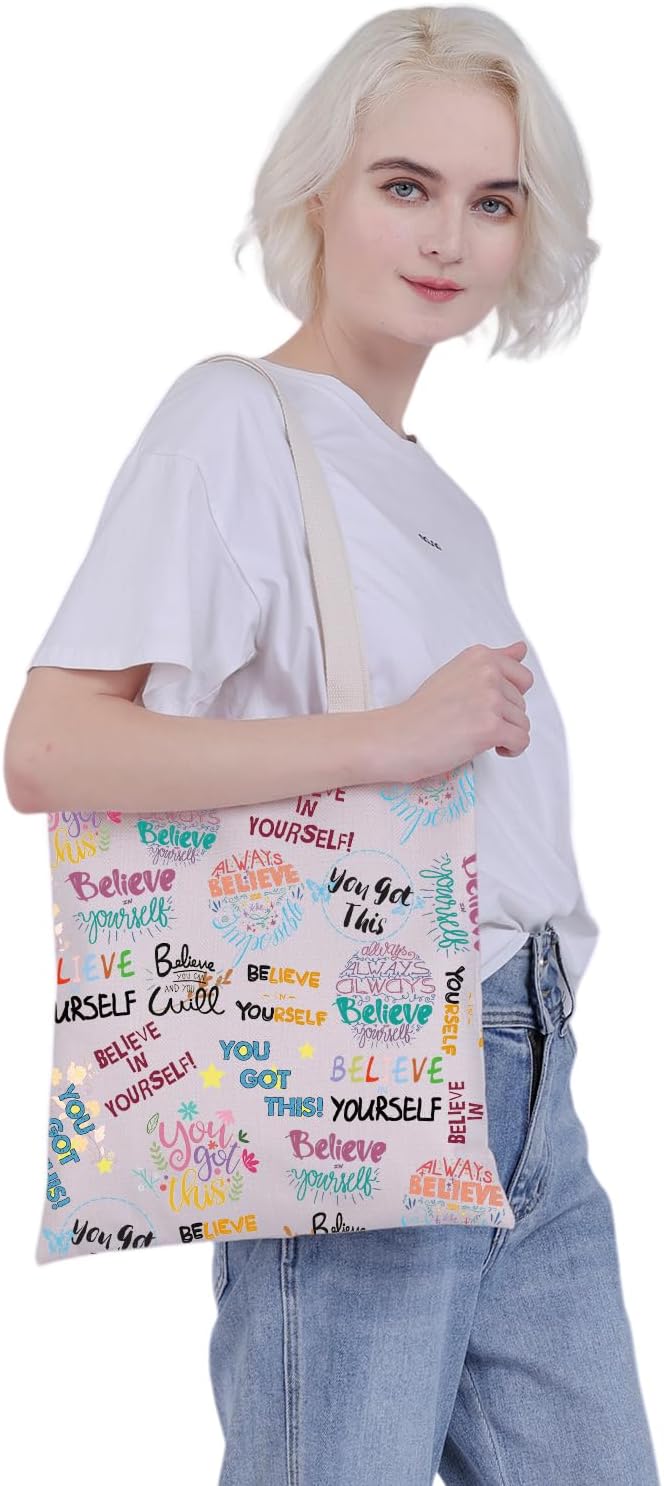 You Got This – Bolsa de lona reutilizable con texto en inglés “You Got This Inspiration” para mujeres y niñas Believe in Yourself