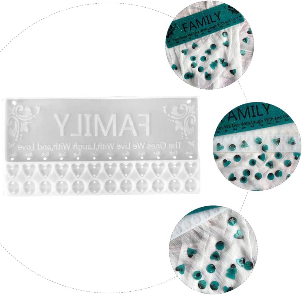 Moldes de resina familiar DIY para recordatorios de cumpleaños familiares, molde para colgar en forma de corazón redondo, molde de resina epoxi de