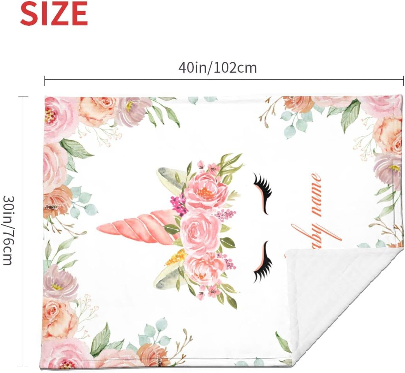Manta de bebé personalizada con nombre para bebé, manta de bebé personalizada para niñas, manta de forro polar floral para bebé, manta de elefante