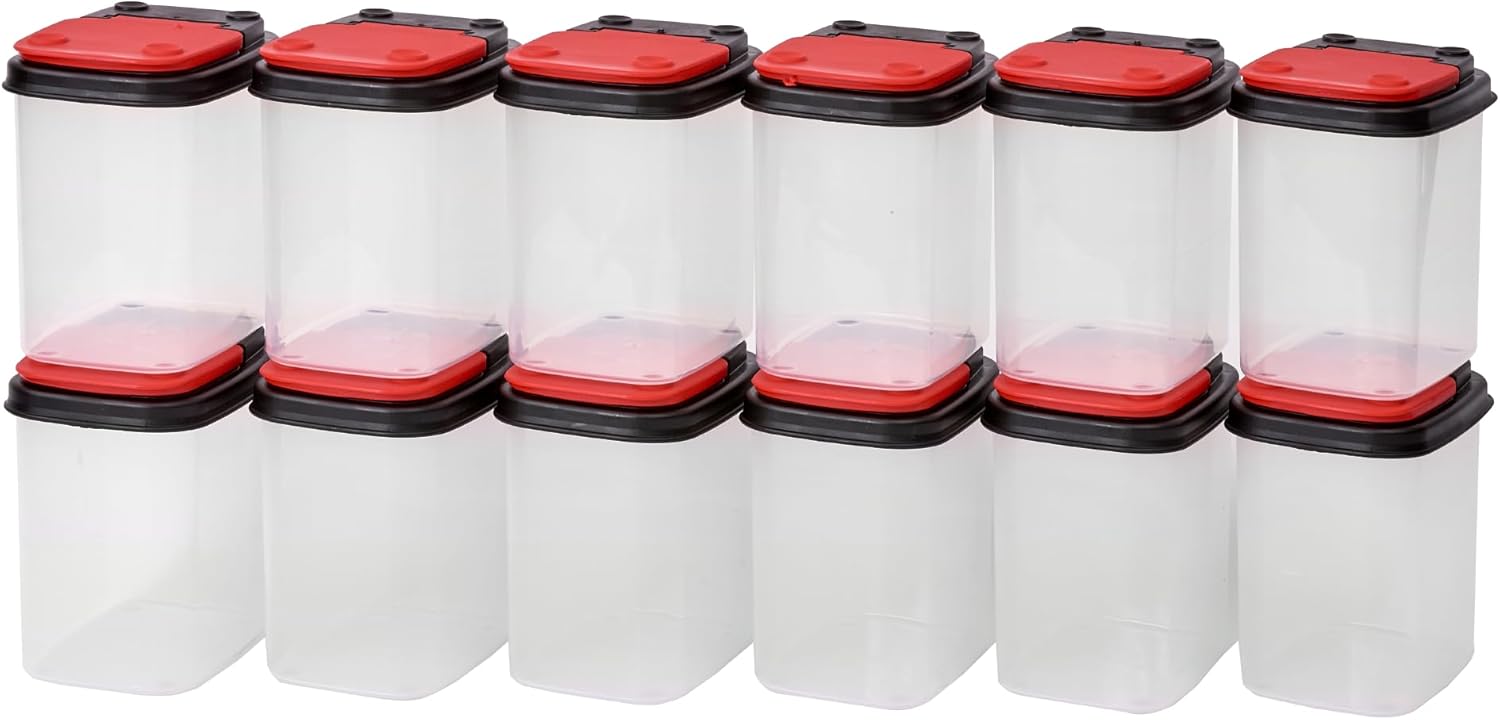Buddeez Contenedores de almacenamiento de Bits and Bolts, paquete de 12, rojo