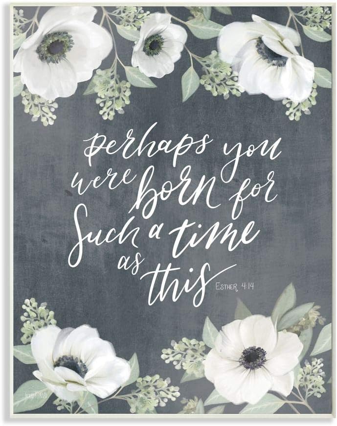 Stupell Industries Nacido para un momento como este proverbio floral espiritual, diseñado por House Fenway Art, 13 x 19, placa de pared