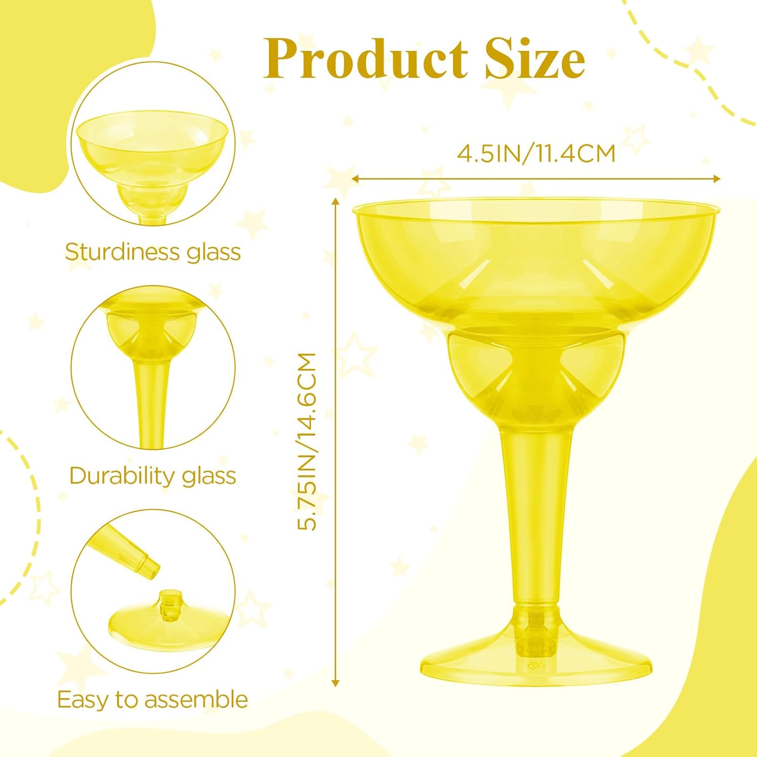 Tioncy 48 vasos desechables de plástico Margarita de 12 onzas para México, Cinco de Mayo, fiesta, Taco, decoraciones de martini, copas de cóctel a