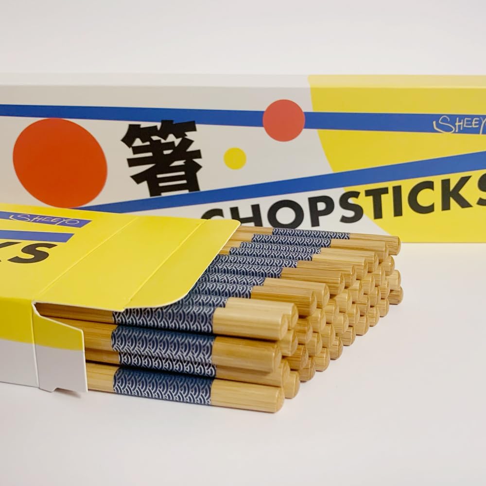 Juego de 20 pares de palillos de bambú natural, reutilizables, clásicos, chinos, japoneses, para regalo, aptos para lavavajillas, 9.4 pulgadas