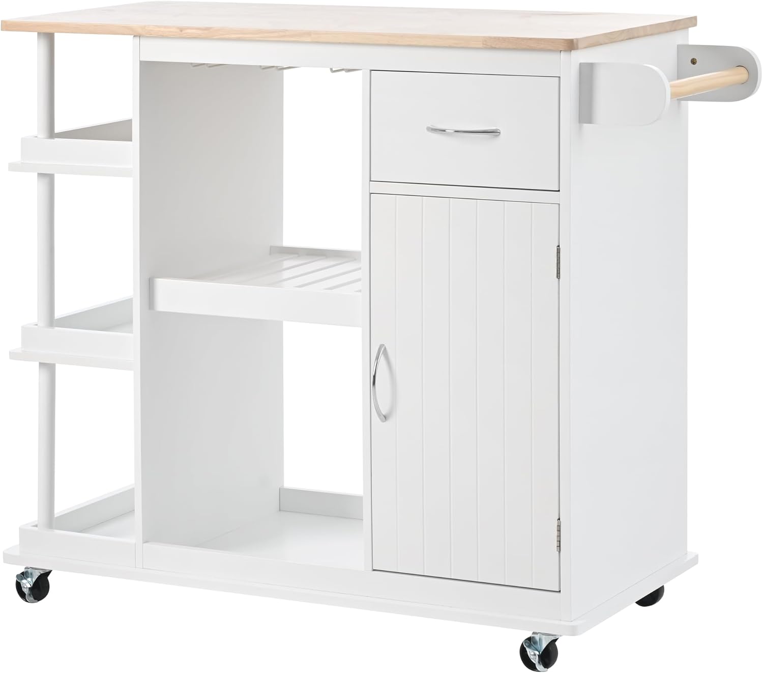 Armario multiusos para carrito, 5 ruedas enrollables con cerradura y estantes ajustables, isla de almacenamiento de cocina con estante para vino