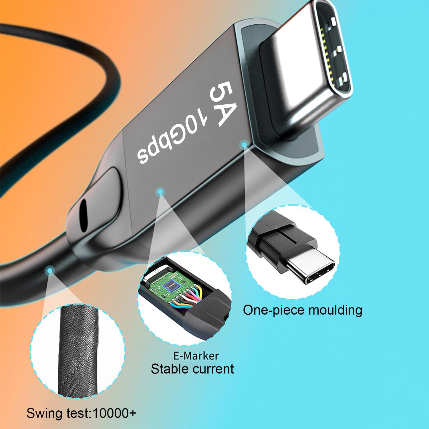 Cable USB C a USB C 3.1 de 3.3 pies, cable USB 3.1 Gen 2 de 10 Gbps, cable de monitor 4K 60Hz y carga rápida de 100 W con marca E para Thunderbolt