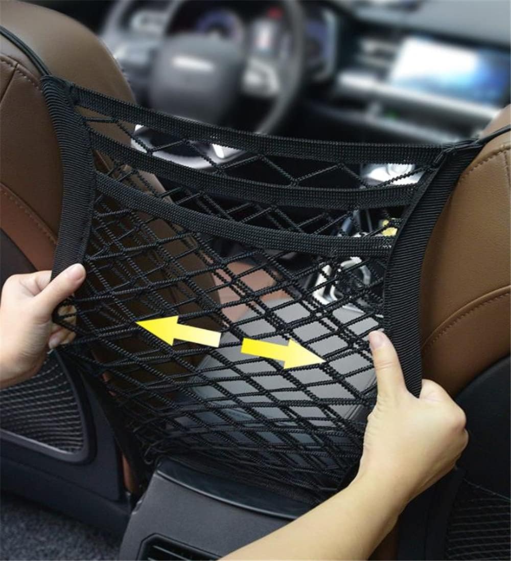 Bolsa de red, organizador de malla de 3 capas para automóvil, bolsa de malla elástica universal imprescindible para el automóvil, bolsillo de red