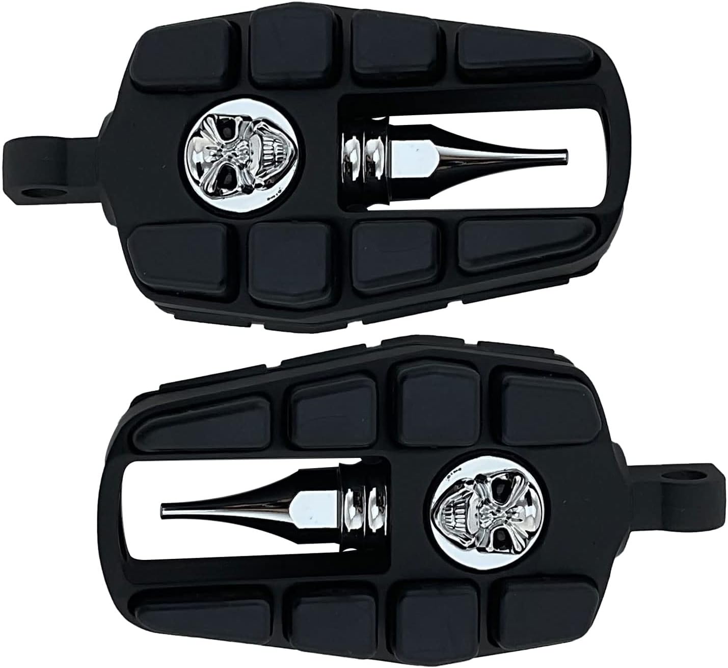 FATECIM Estriberas de calavera para motocicleta, reposapiés para motocicleta, mini tablas de suelo con adaptadores de montaje macho y goma