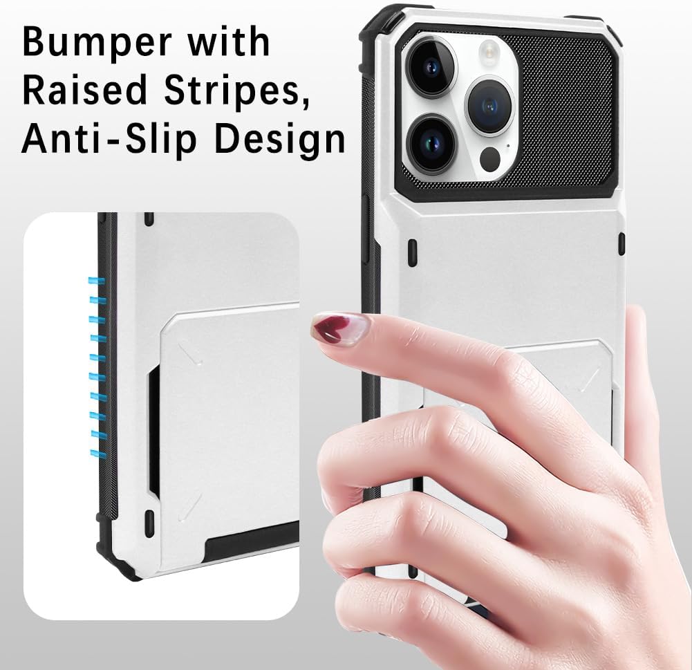 ZIYE Funda tipo cartera diseñada para iPhone 15 Pro Max con tarjetero antiarañazos, doble capa, ranura para tarjetas oculta, bolsillo a prueba de