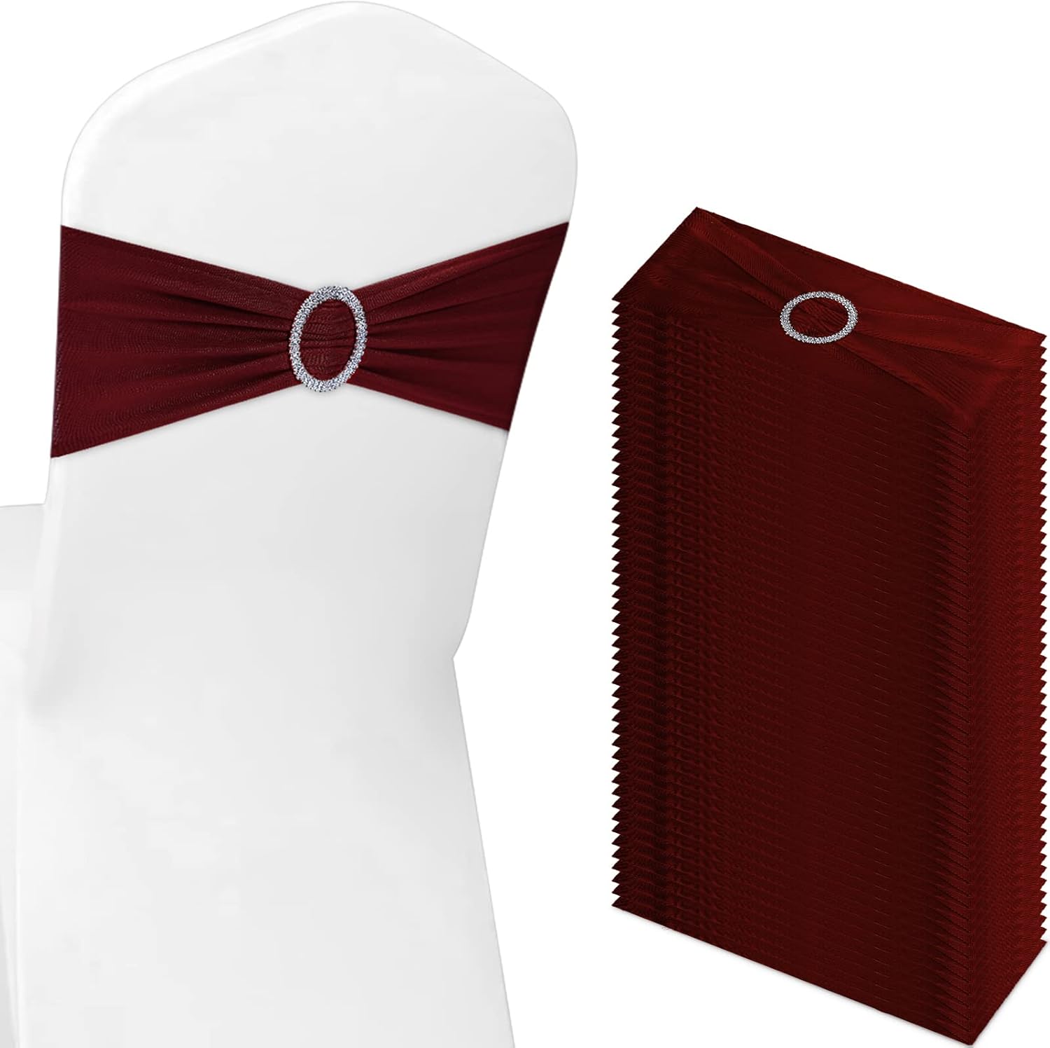 Tegeme 80 cintas elásticas para silla, lazos para silla, bandas elásticas de elastano con hebilla para bodas, hoteles, banquetes, fiestas de