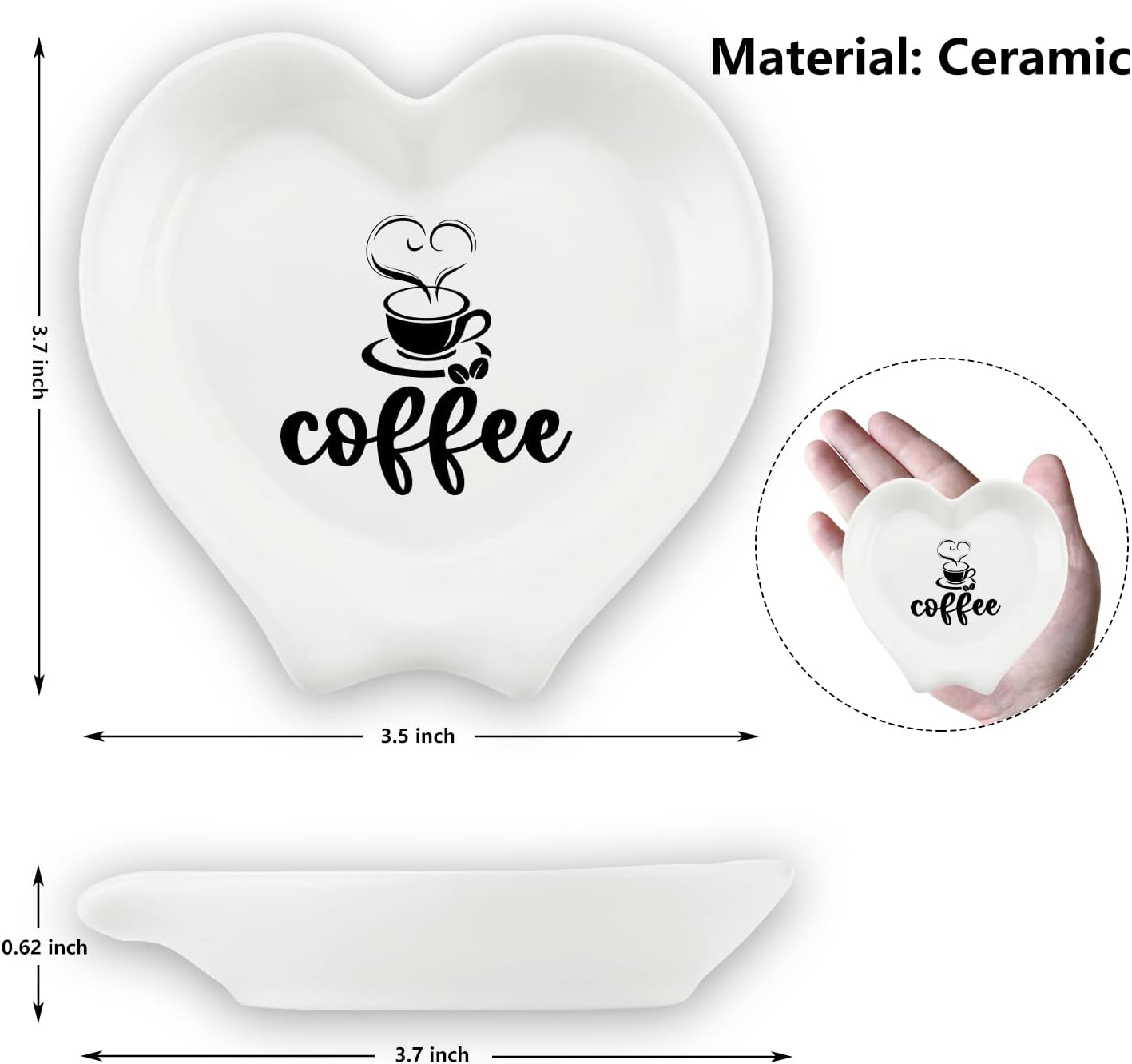 Soporte de cuchara de café de cerámica en forma de corazón, soporte para cuchara de café, cita de café divertida, decoración de estación de café,