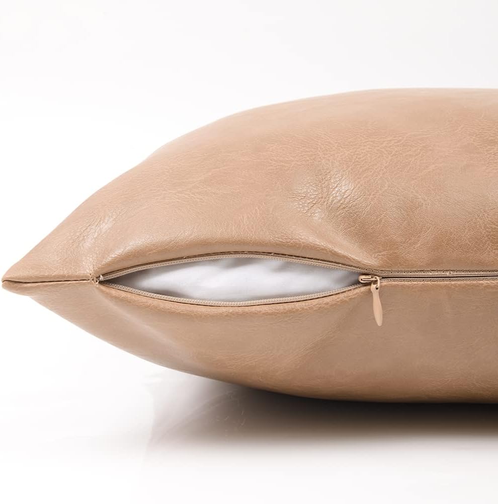 Fancy Homi Fundas de almohada de 22 x 22 pulgadas, 2 paquetes de fundas de almohada decorativas color marrón tostado de 22 x 22 pulgadas para sofá,