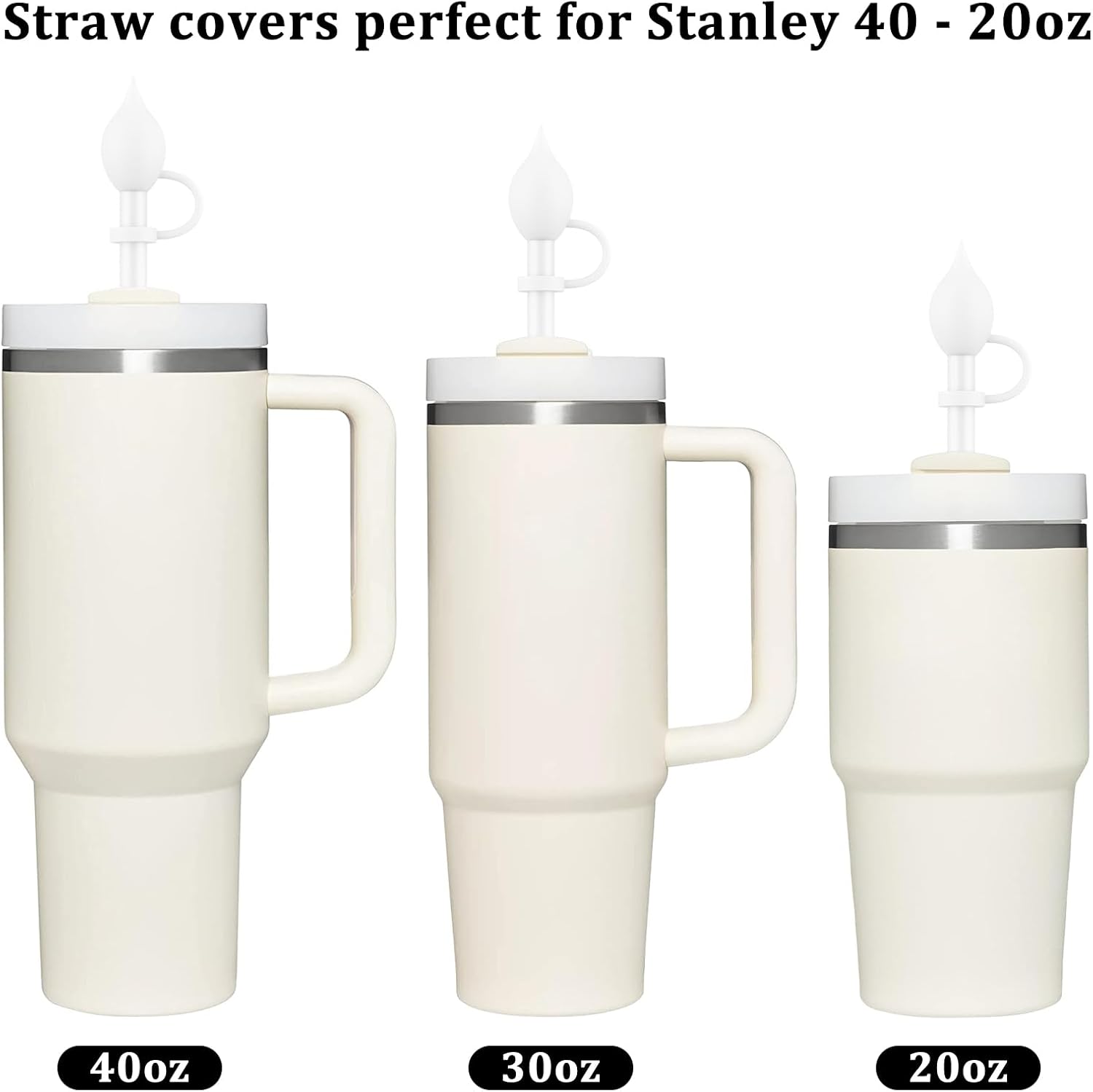 4 fundas de popote para Stanley Cup de 40 a 20 onzas, tapas de silicona de 0.4 pulgadas, accesorios de copas Stanley, a prueba de polvo y fugas (4