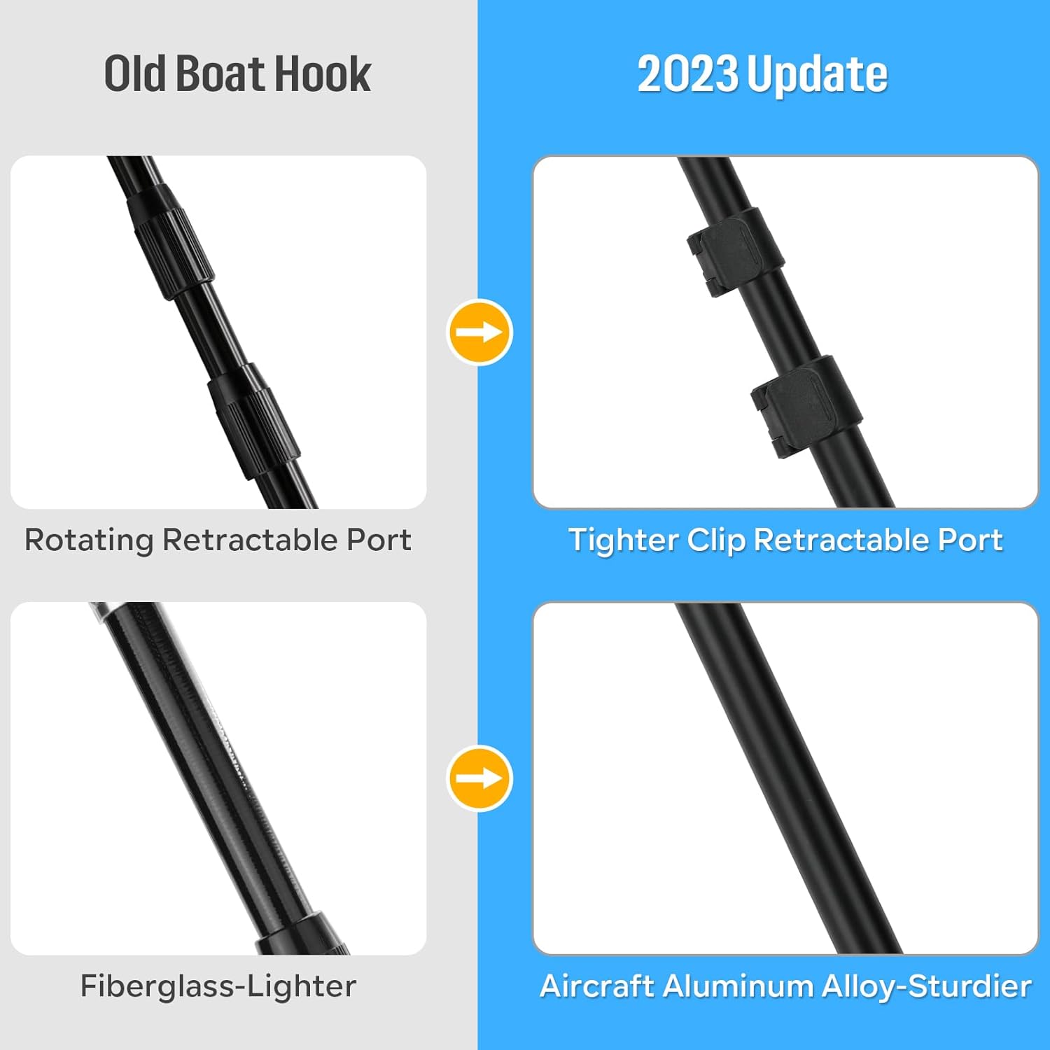 SAN LIKE Gancho telescópico para barco, flotante, duradero, resistente al óxido con cuentas luminosas, poste de empuje para acoplar azul, negro,