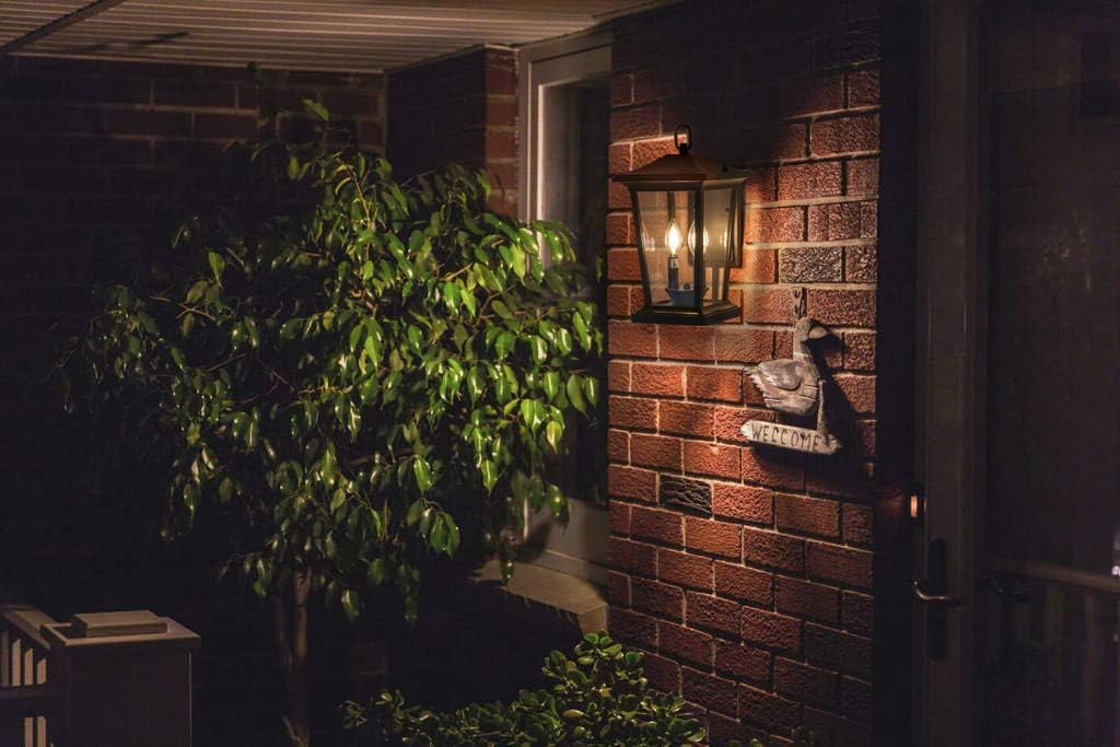Smeike Aplique de pared grande para exteriores, linterna de 2 luces, lámpara de montaje en pared exterior con vidrio transparente, patioporche