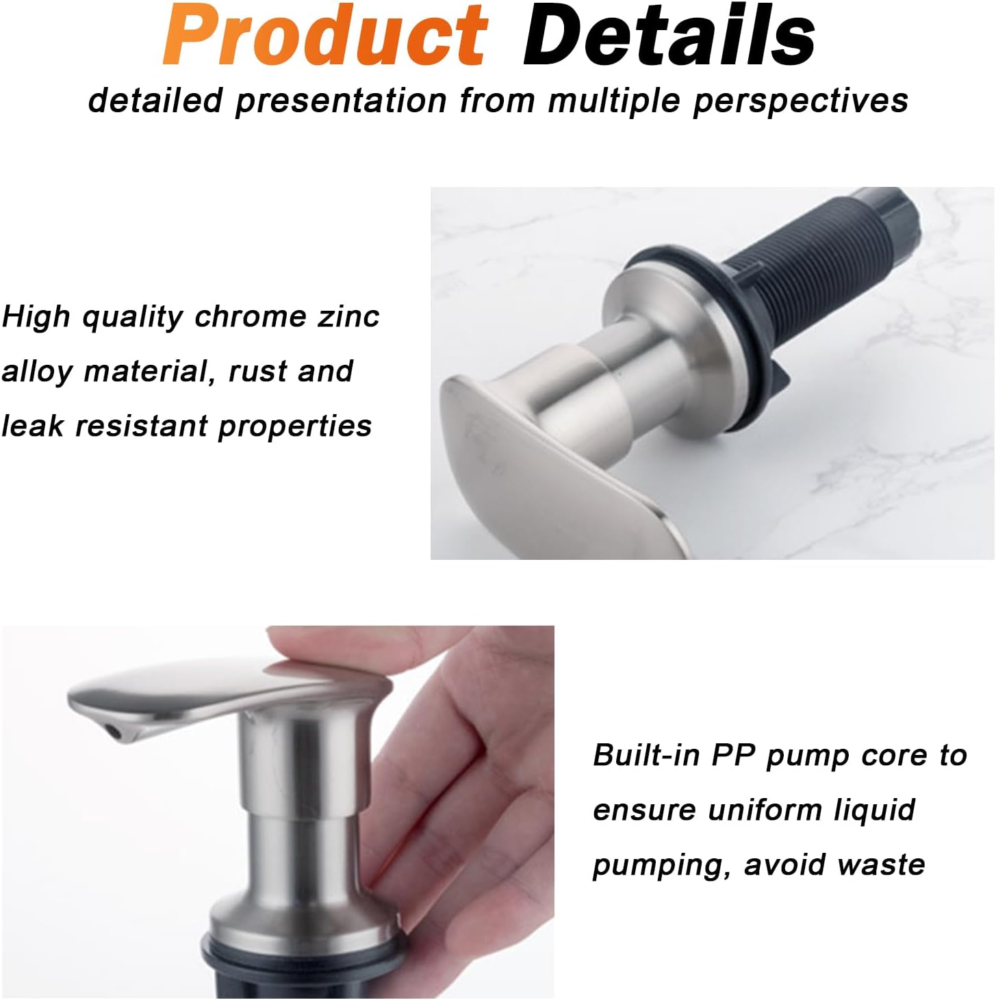 Rhitchy Dispensador de jabón para fregadero de cocina dispensador de jabón de fregadero integrado de acero inoxidable con diseño de tubo de