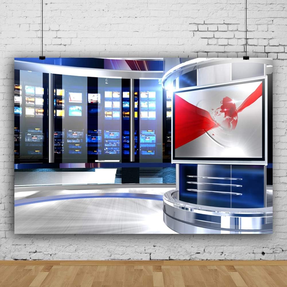 OERJU Programa de estación de TV de 5 x 3 pies, estudio de grabación, fotografía, fondo de red, informe de noticias, sala de radiodifusión, telón de