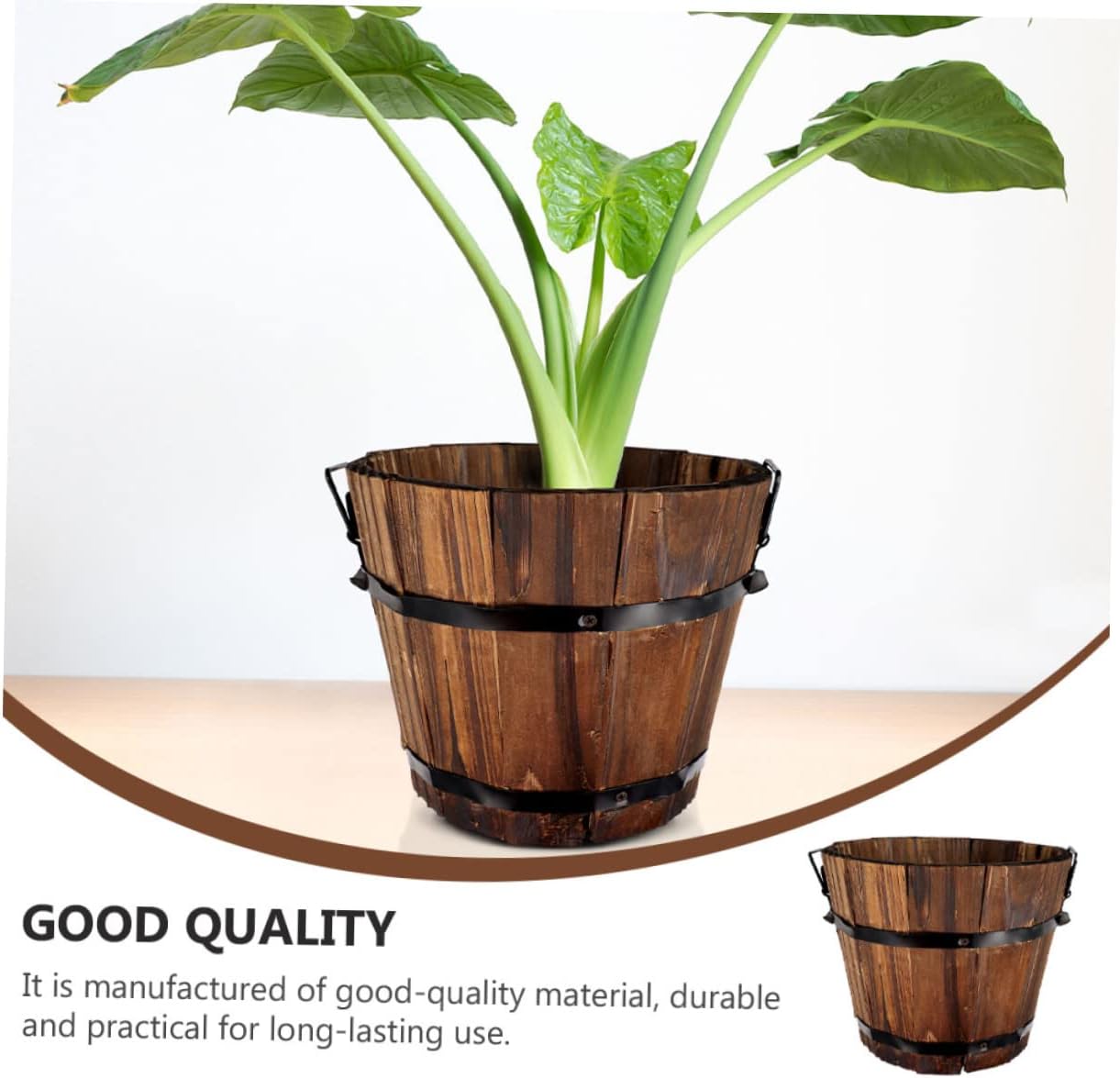 Cabilock Maceta de 4 piezas para exteriores, maceta multifuncional, cubo de madera, decoración de escritorio, caja de flores sintéticas, maceta para