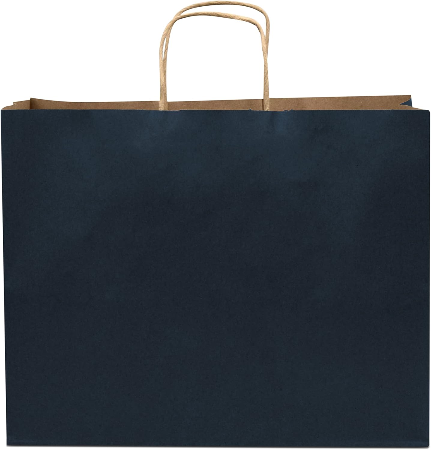 Bolsas de regalo azules  16 x 6 x 12 pulgadas, paquete de 100 bolsas de compras de papel kraft azul marino con asas, bolsas de manualidades a granel