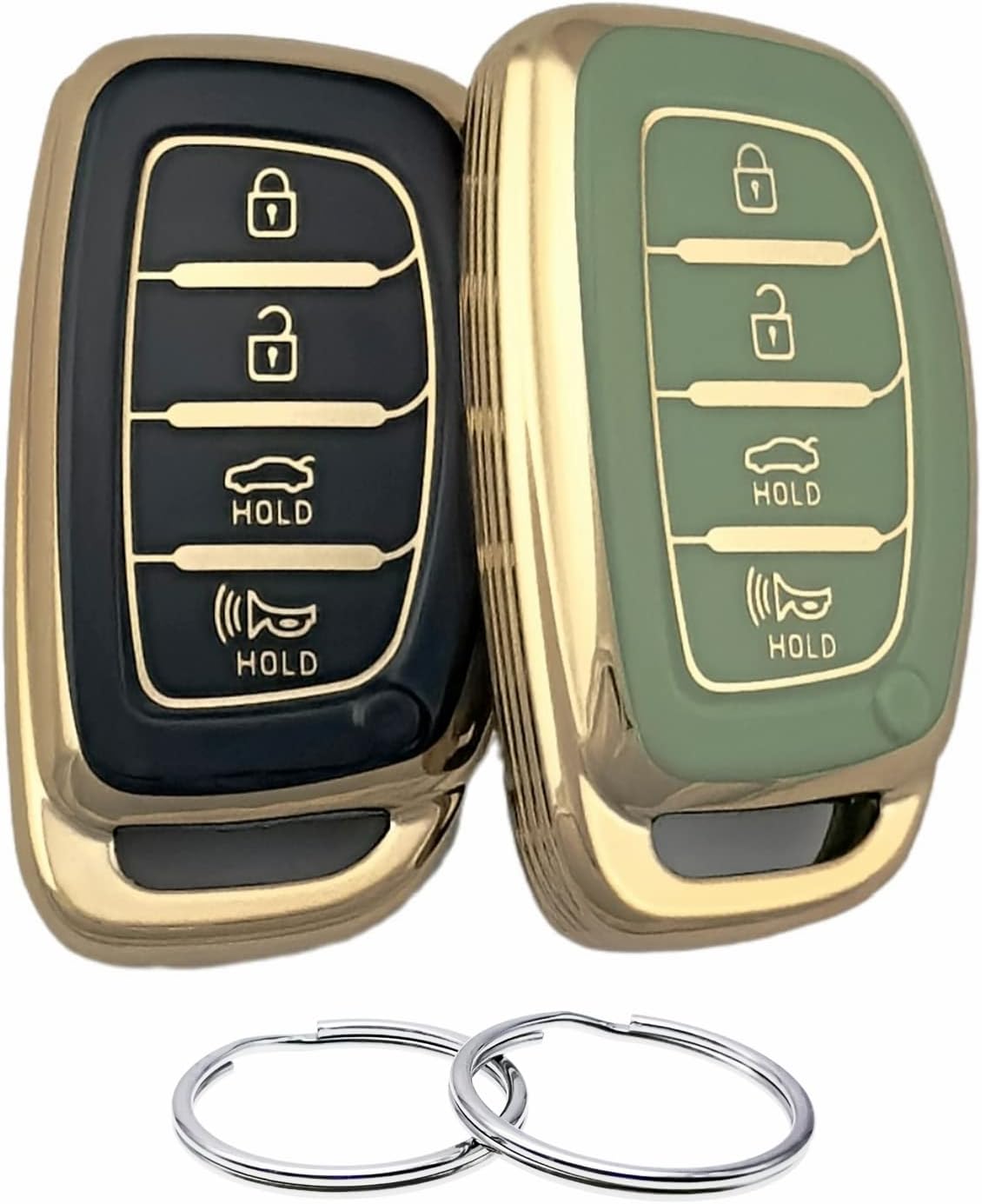 Funda para llavero de TPU compatible con Hyundai Elantra Elantra GT Ioniq Sonata Tucson 2016-2021, no apta para llaves con botones de