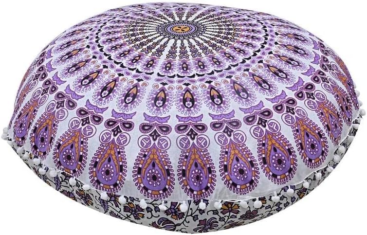Funda de almohada de algodón grande de 32 pulgadas con diseño de mandala, para meditación, para asiento, hippie, decorativo, bohemio, puf indio