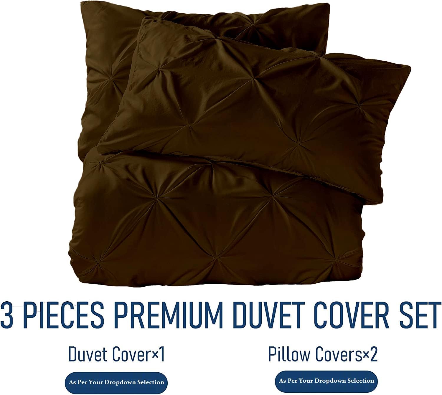 Crown Collection Luxuriate Hotel 1000-TC Hypoallergenic Ultra Soft Design 100% Egyptian Cotton Pinch Plated Duvet Cover with Zipper Colser & 2pcs