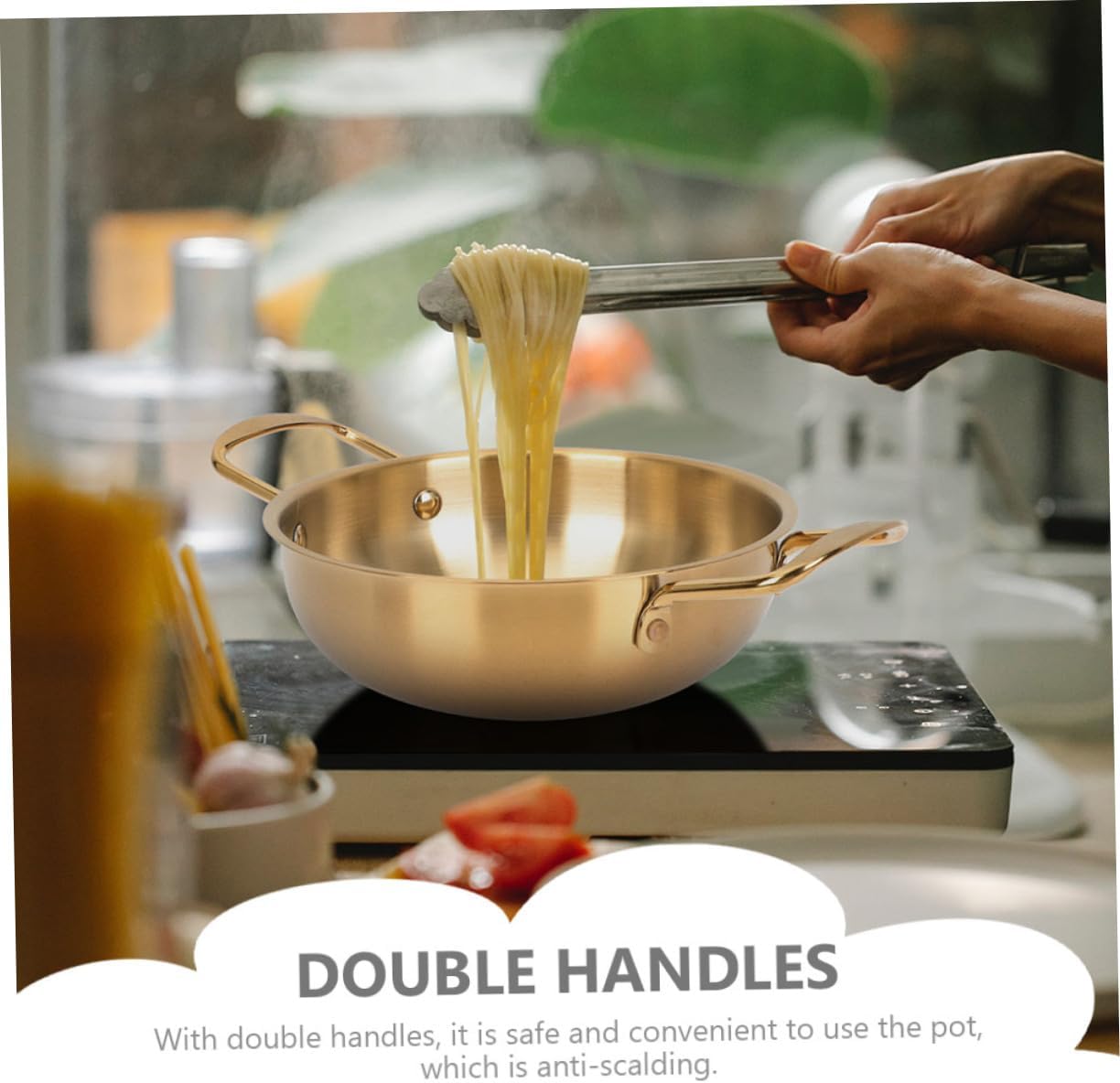 Abaodam Vaporizadores de comida ramen coreano olla caliente coreana fideos coreanos sartén utensilios de cocina para el hogar Fideos olla de cocina