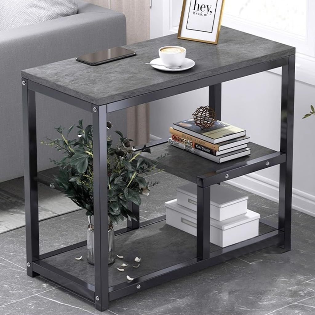 Mesa de consola moderna para sofá con estantes, mesa de entrada, mesa auxiliar para espacios pequeños con marco de metal, mesa de pasillo estrecha,