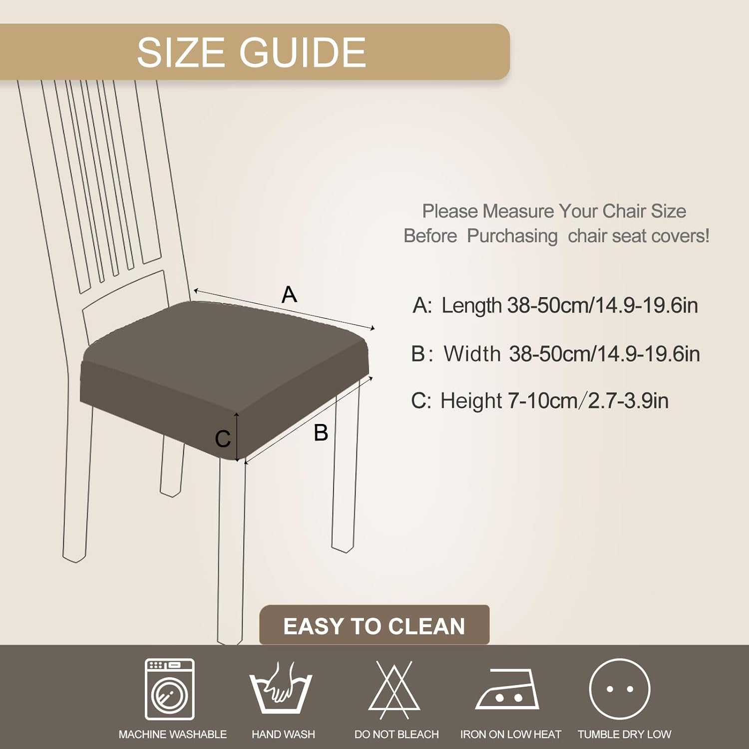 NIBESSER Juego de 4 fundas de asiento para sillas de comedor, elásticas, suaves, extraíbles y lavables, para comedor, fundas de cojín de asiento