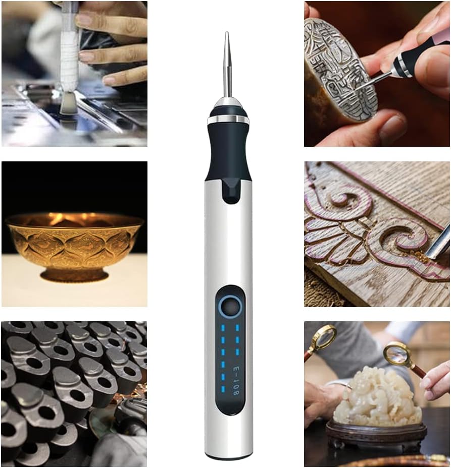 Máquina de grabado inalámbrica con 35 bits, grabador recargable por USB, bolígrafo de grabado giratorio portátil para tallar joyas, vidrio, piedra,