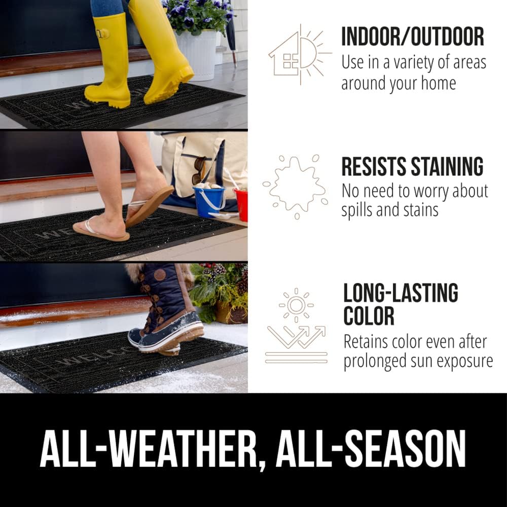 Gorilla Grip WeatherMax – Tapete para todas las estaciones 100% impermeable, 17×29 pulgadas, goma natural duradera, resistente a manchas y