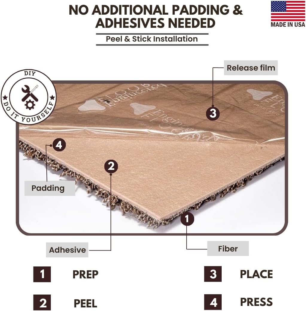 Smart Squares in A Snap Premium – Azulejos de alfombra fabricados en los Estados Unidos, 8 x 8 pulgadas, acolchado suave, aspecto sin costuras,