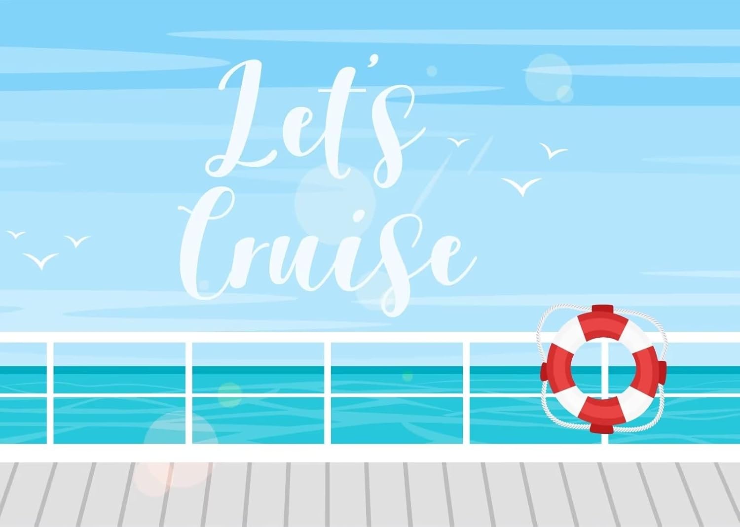 CORFOTO Telón de fondo de fotografía de crucero de dibujos animados de 10 x 6.5 pies, tema náutico, decoración de fiesta de cumpleaños, océano