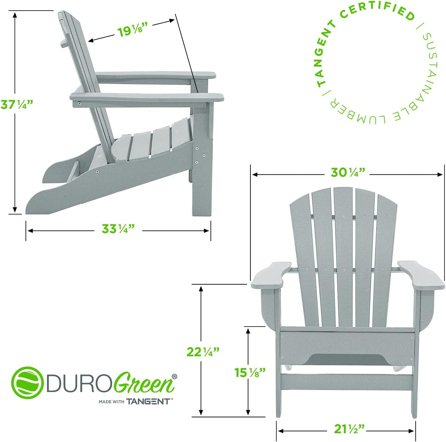 Boca Adirondack – Silla color gris claro