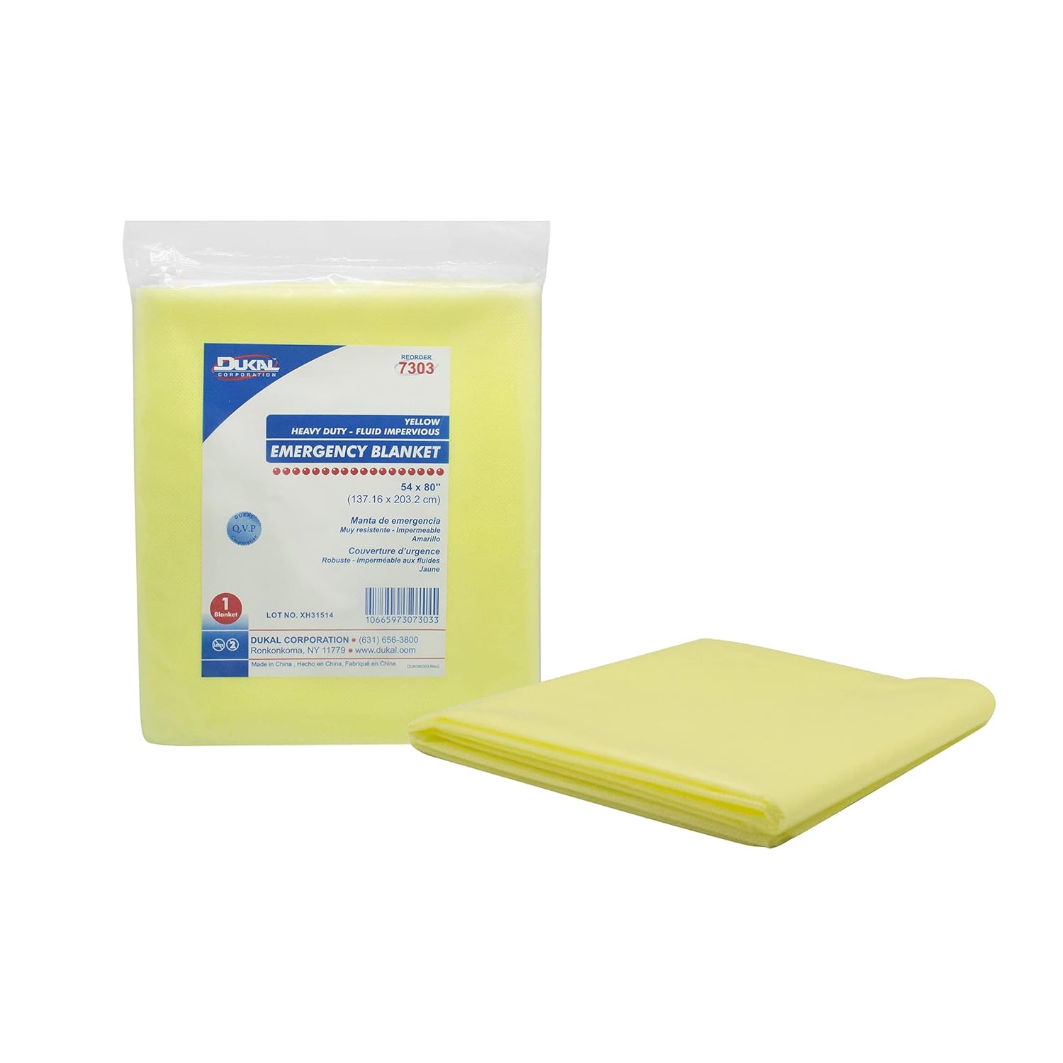 Dukal Manta de emergencia, amarilla, no estéril, 54 pulgadas de ancho x 80 pulgadas de largo (paquete de 50) (paquete de 50)