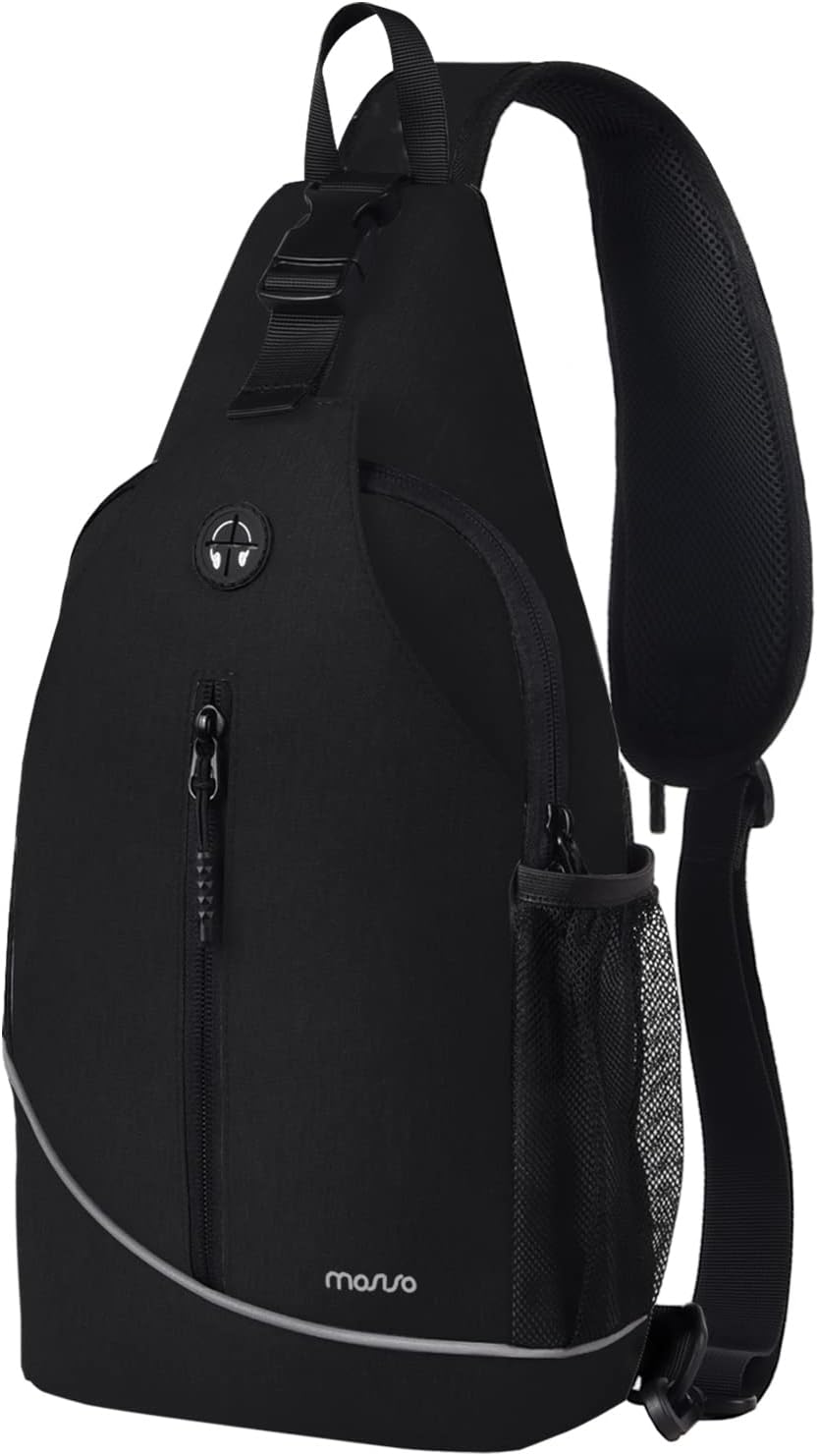 MOSISO Mochila tipo bandolera, bolsa cruzada para el pecho, viajes, senderismo, con bolsillo vertical con cremallera y tira reflectante