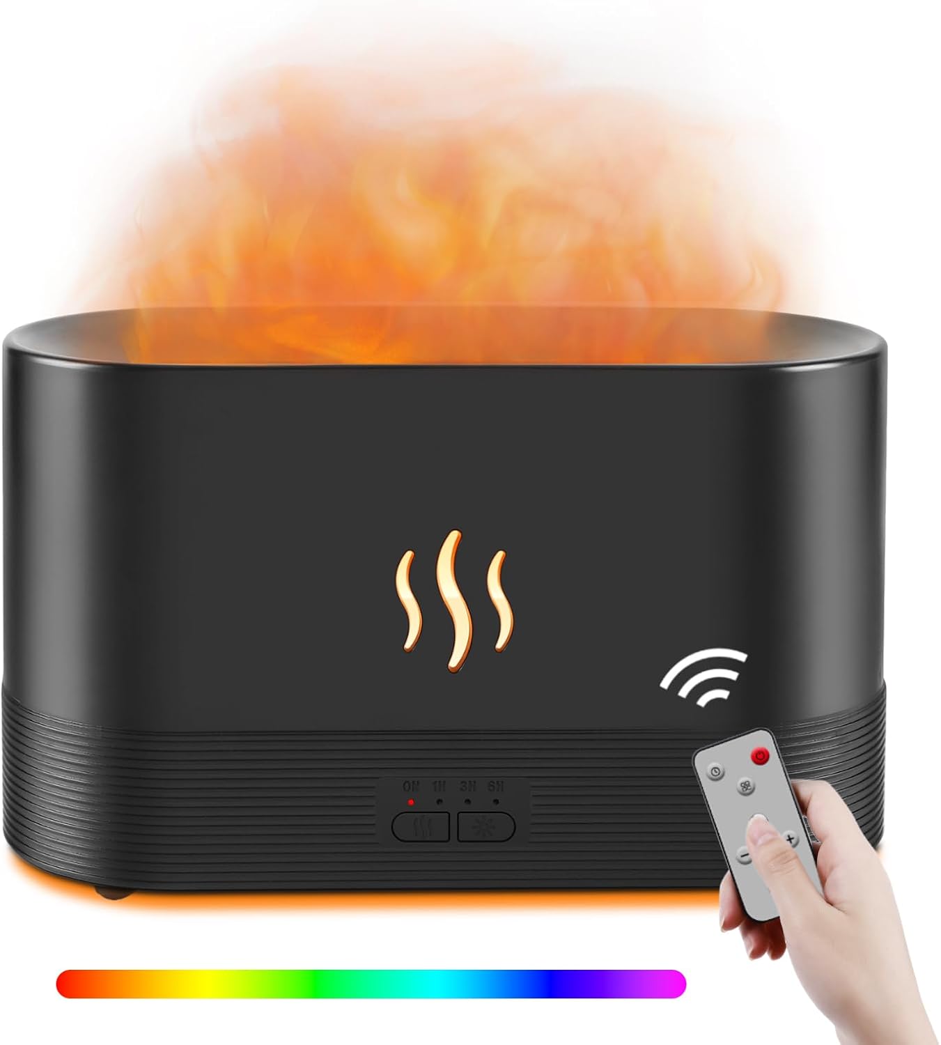 Depulat RGB Flame Diffuser HumidifierUltrasonic 300ml Fire Diffuser Automatic Power-Off Protection with Timer, Adjustable Brightness