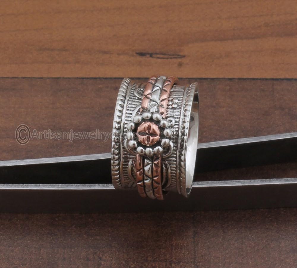 Spinner Silver Ring, 925 Silver Ring, Handmade Silver Ring, Bohemian Ring, Wide Band Ring, Statement Silver Ring, Spiritual Silver Ring, Vintage