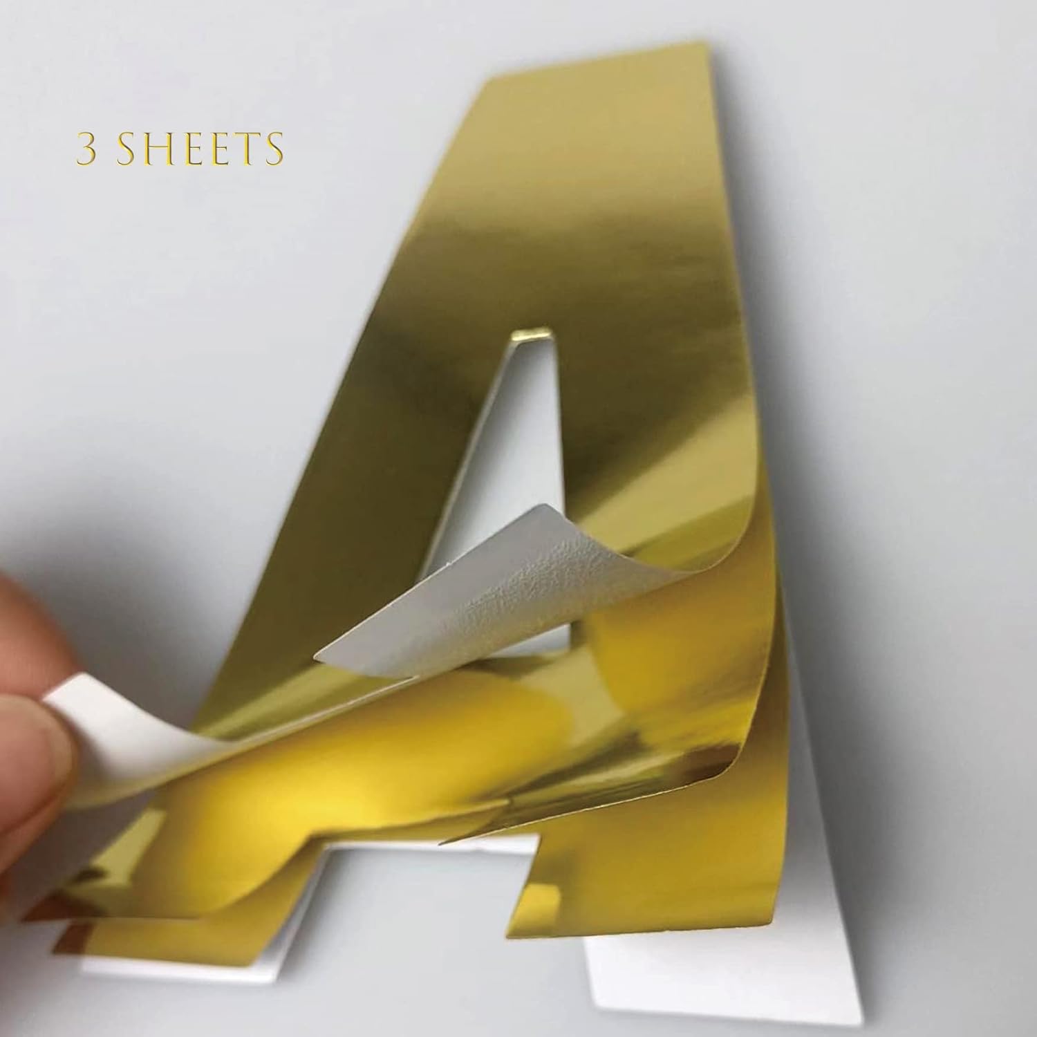 Letras adhesivas doradas de 4 pulgadas, autoadhesivas, números y símbolos extraíbles, póster de papel para decoración y manualidades, 123 hojas (4