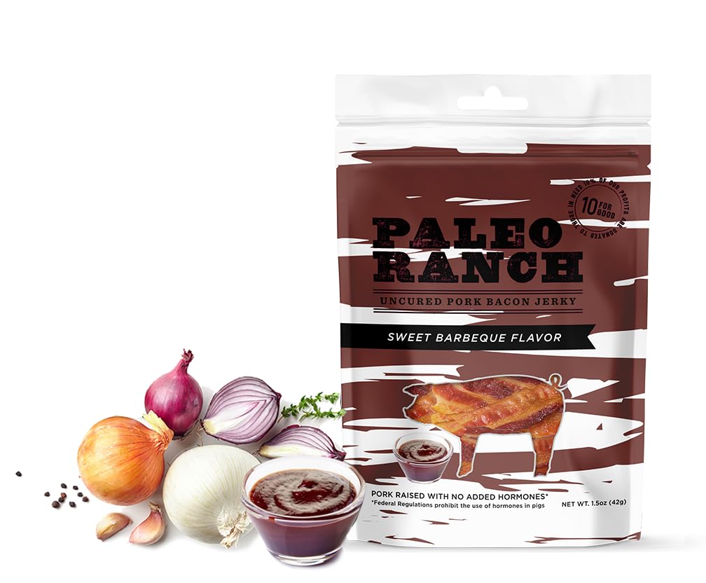 Paleo Ranch Paquete variado de cecina de tocino, barbacoa dulce, chipotle habanero, miel sriracha, 3 CT