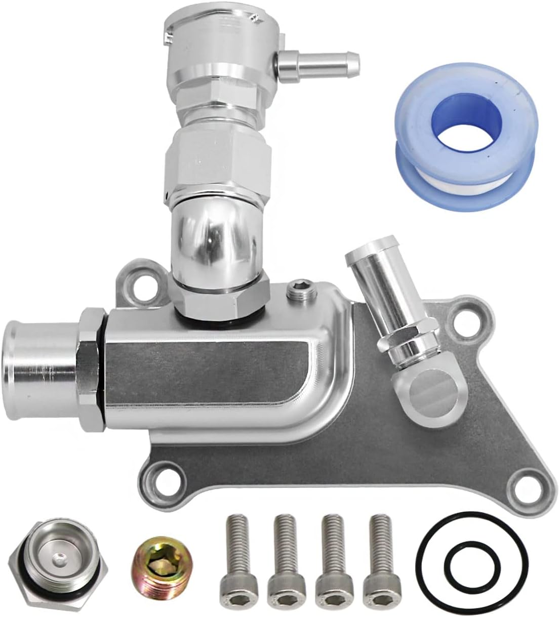 Carcasa de refrigerante superior con manguera de cuello de relleno de codo recto Reemplazar para K-Series K20Z3 K24 16AN Motor Plata