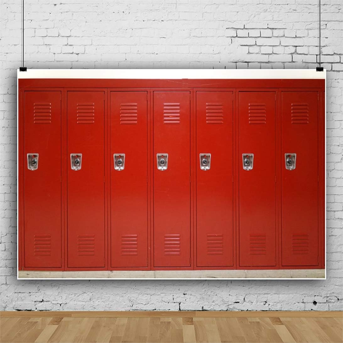 YongFoto Telón de fondo rojo de 8 x 6 pies, para deportes, gimnasio, escuela, armario de seguridad, fondo de habitación para fotografía,