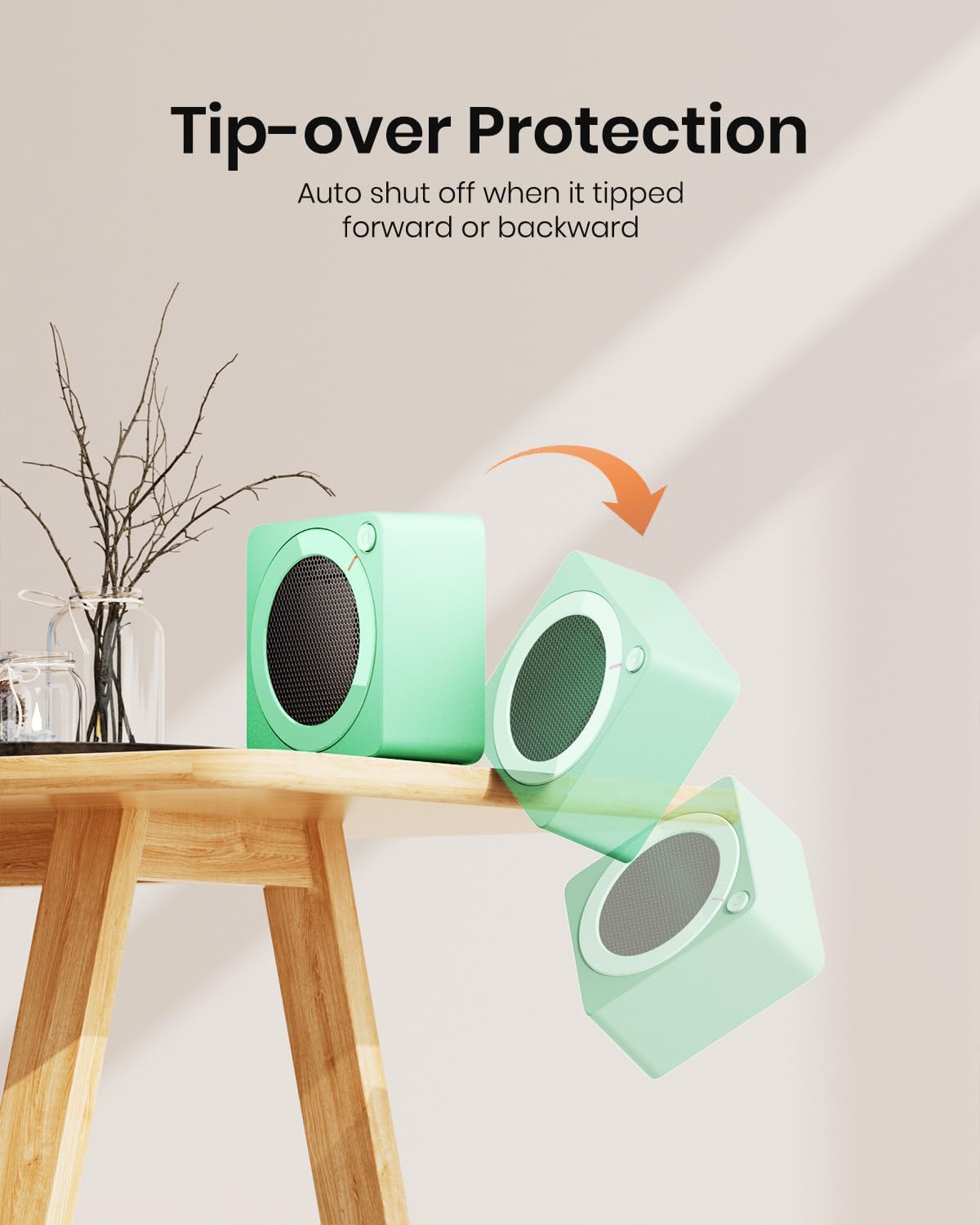 GAIATOP Calentador de espacio, 500 W de eficiencia energética para uso en interiores, calentador eléctrico de escritorio de cerámica PTC,