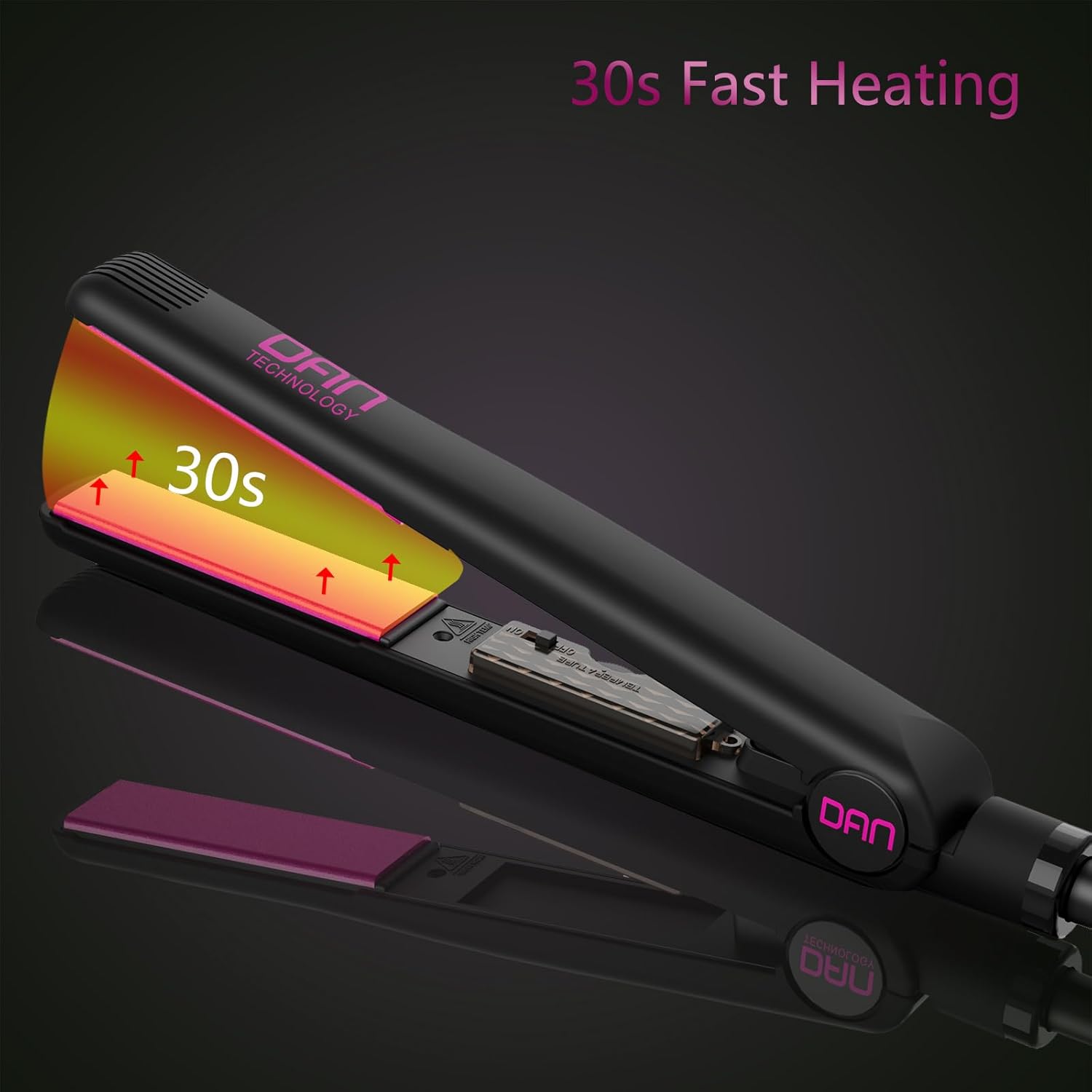 Dan Technology Plancha plana de 1 pulgada, plancha alisadora de cerámica, plancha plana de 500 grados, plancha plana de cabello de temperatura