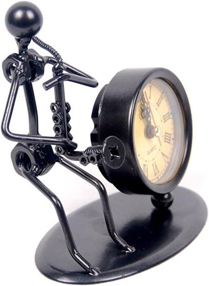 Figura clásica de reloj de músico de hierro vintage antiguo para decoración de escritorio de oficina en casa, regalo (C69 saxofón)